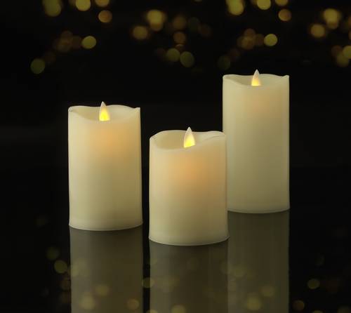 SY-4533122 LED-Kerze Elfenbein (Ø x H) 7.5cm x 15cm Timer