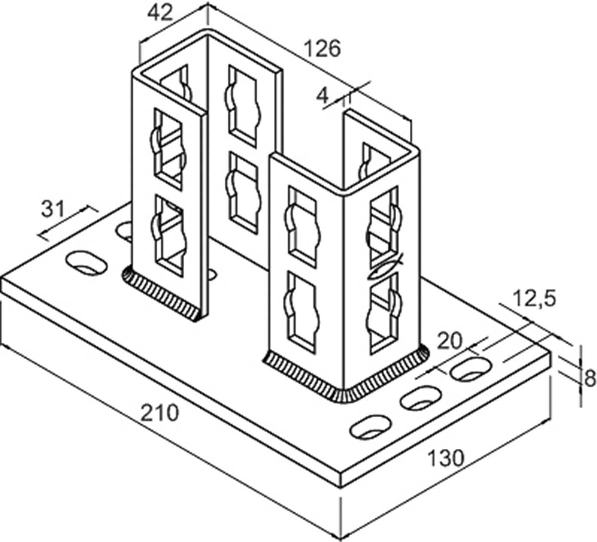 Fischer PSF 124 zl Sattelflansch Stahl 542718 5St.