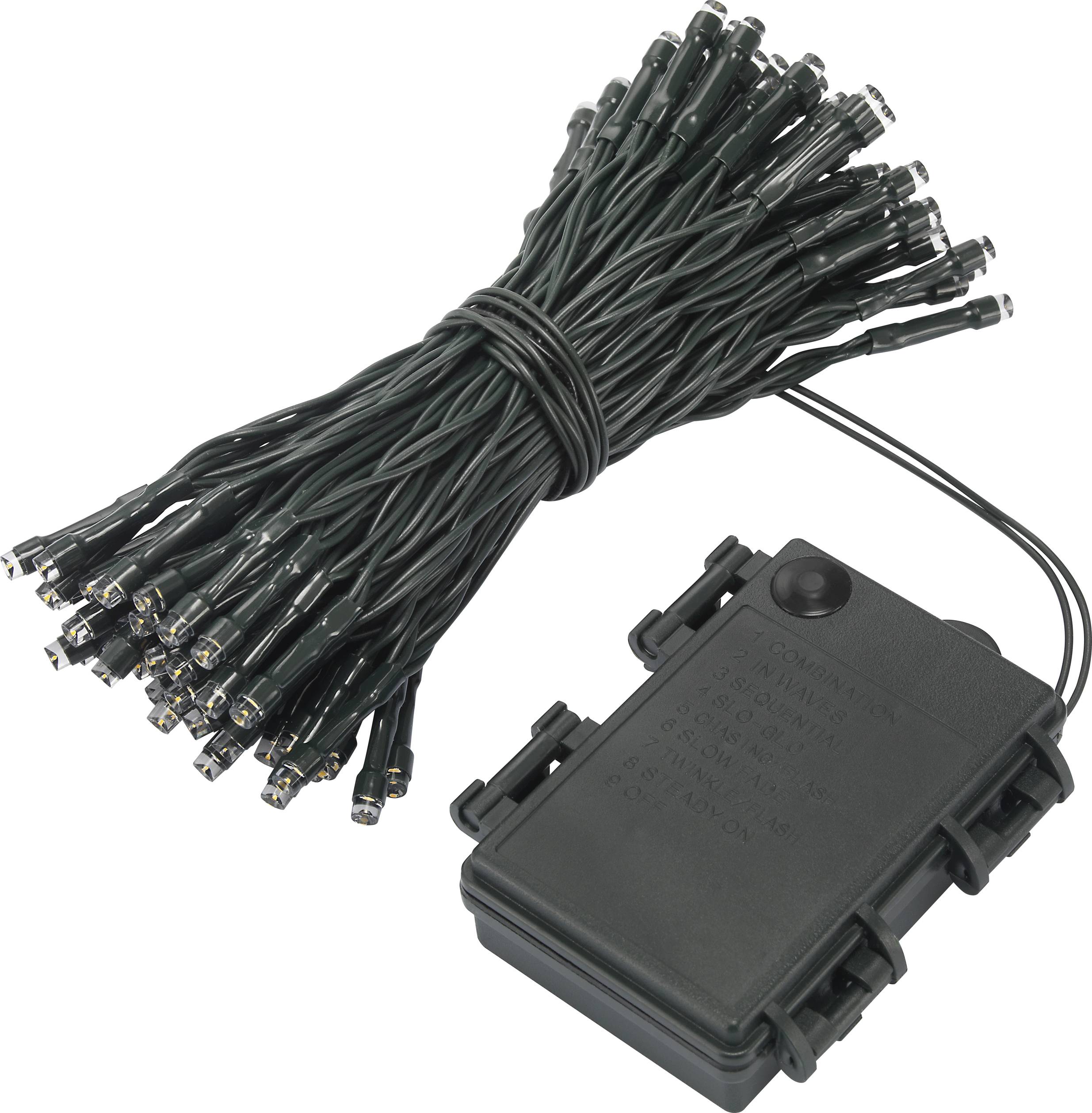 Sygonix SY-4533462 Lichterketten mit Batterien Weihnachtsbaum Innen/Außen batteriebetrieben Anzahl Leuchtmittel 100 SMD LED Warmweiß Beleuchtete