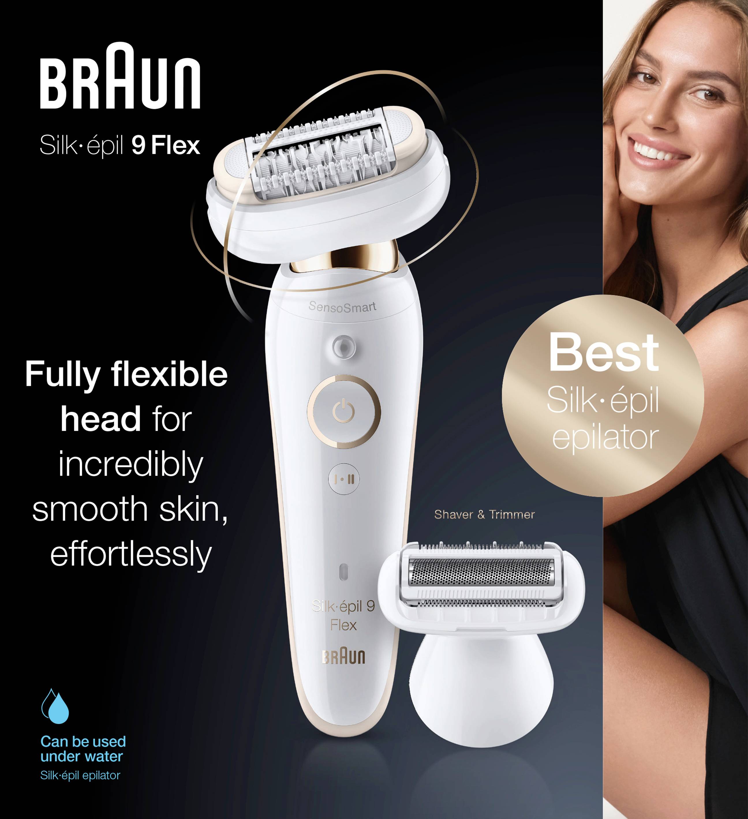 Braun Silk-épil 9 Flex 9-002 Epilierer Weiß, Gold