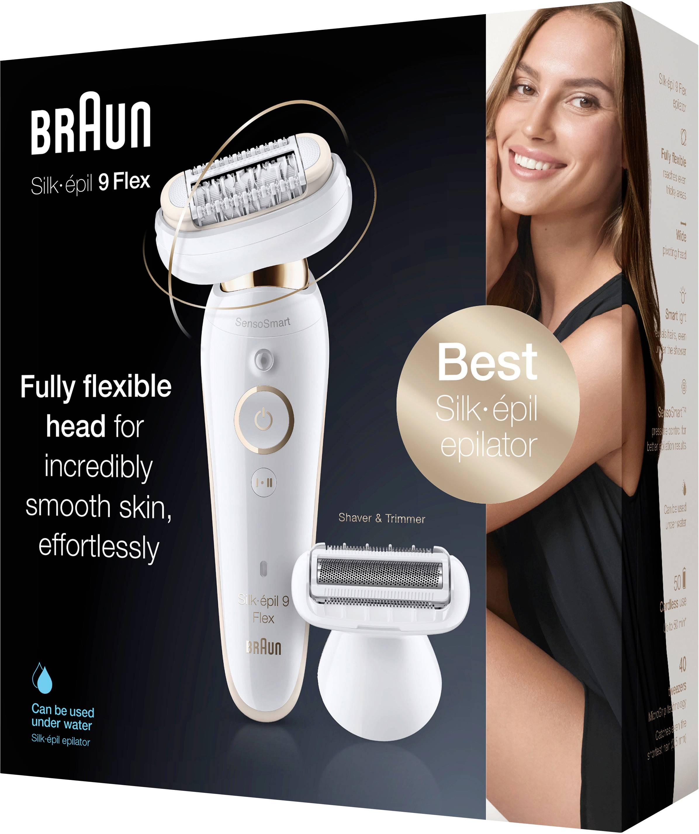 Braun Silk-épil 9 Flex 9-002 Epilierer Weiß, Gold