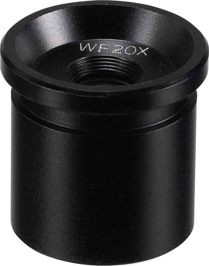 Ein schwarzes Mikroskop-Okular mit der Gravur 'WF20X', das für die Vergrößerung von Objekten in wissenschaftlichen Untersuchungen verwendet wird.