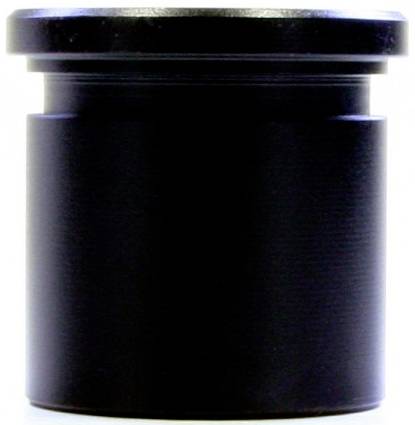 Ein schwarzer zylindrischer Gegenstand vor weißem Hintergrund.