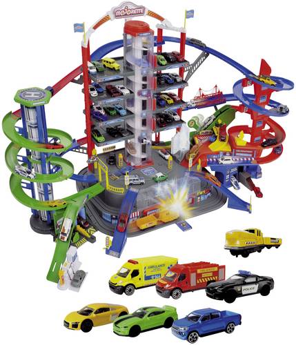 Parkhaus-Spielwelt Super City Garage mit sechs Die-Cast-Spielzeugautos