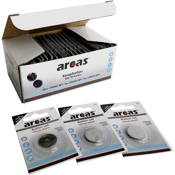 Arcas Knopfzellen-Set 5x CR2016 · 5x CR2025 · 30x CR2032
