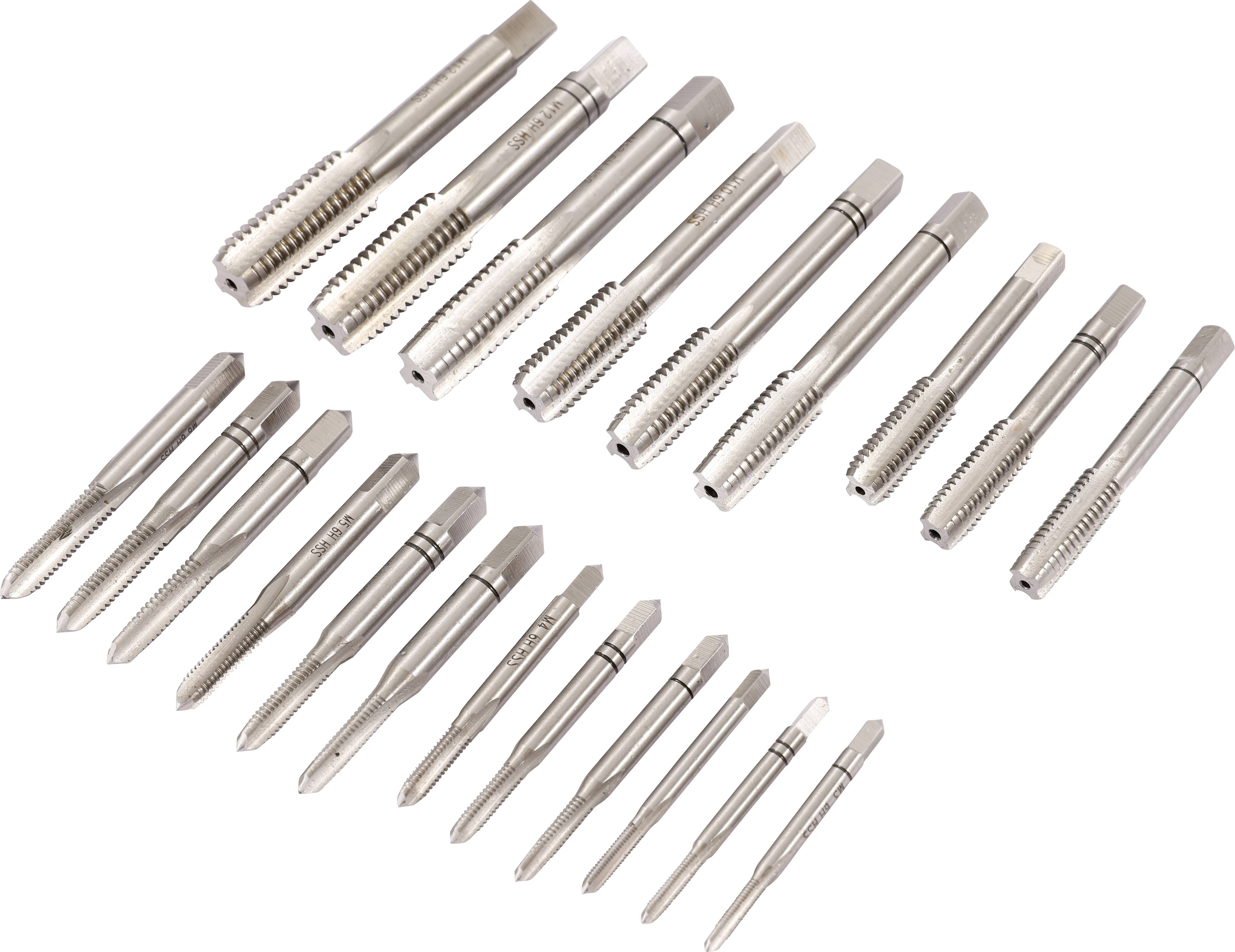 TOOLCRAFT TO-6800787 Gewindeschneidsatz 21teilig M3, M4, M5, M6, M8, M10, M12 DIN 352 HSS 1St.