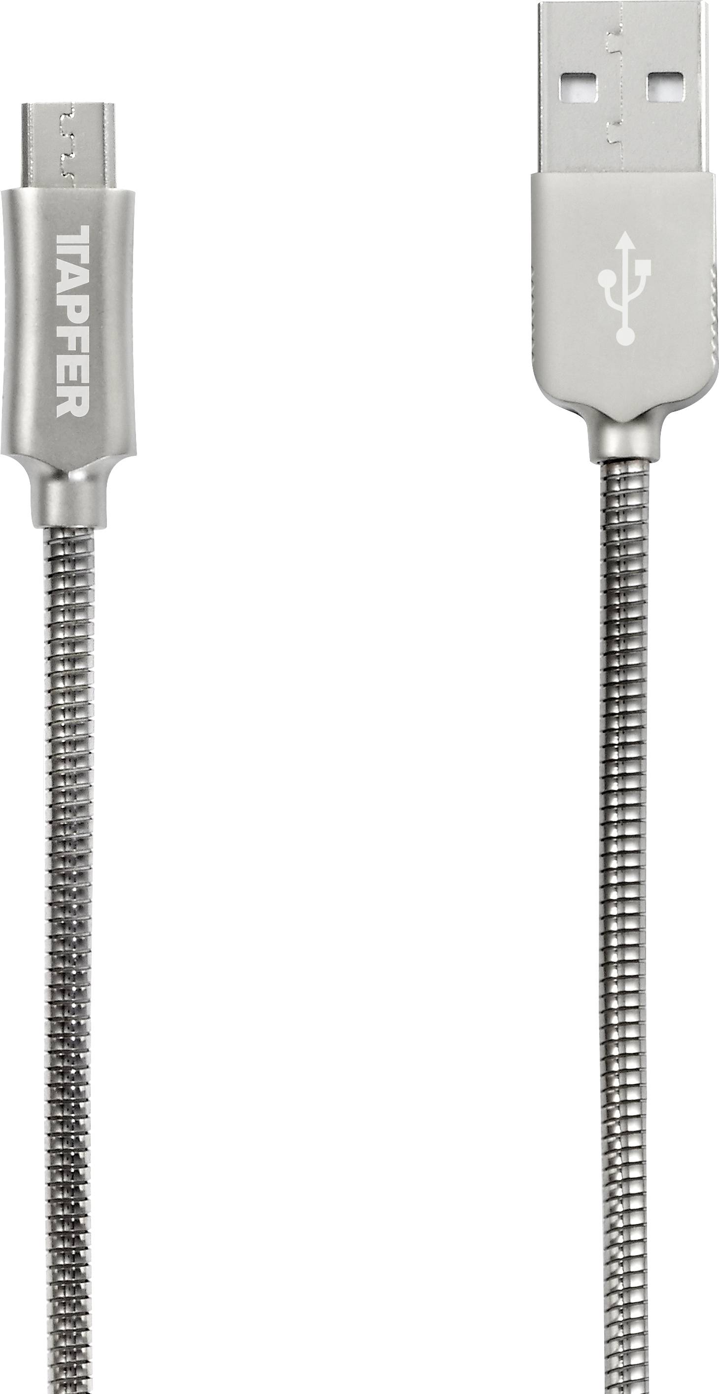 Tapfer USB 2.0 Anschlusskabel [1x USB 2.0 Stecker A - 1x Micro-USB] 1.2 m Silber