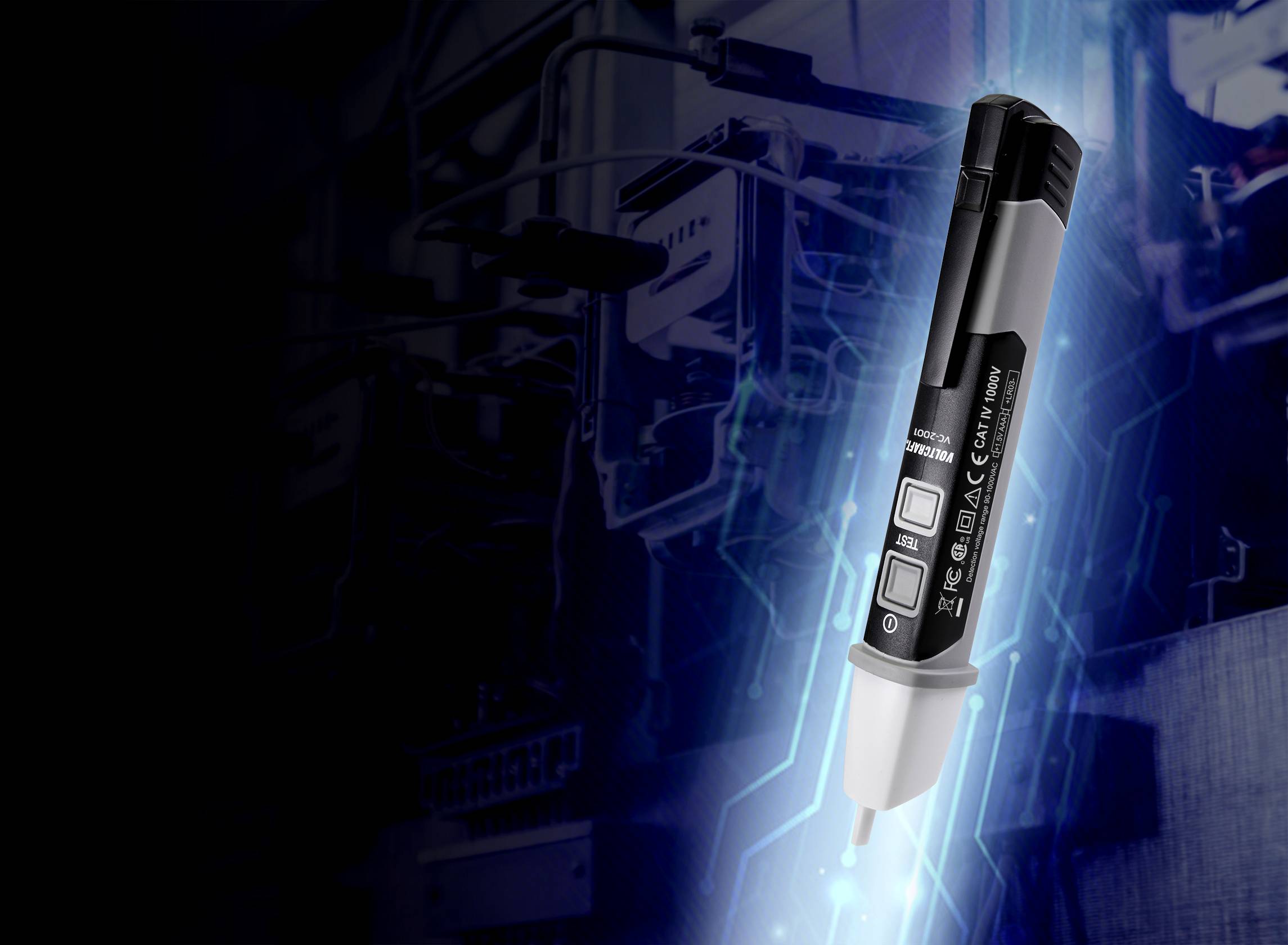 VOLTCRAFT VC-2001 Berührungsloser Spannungsprüfer CAT IV 1000V LED, Akustik