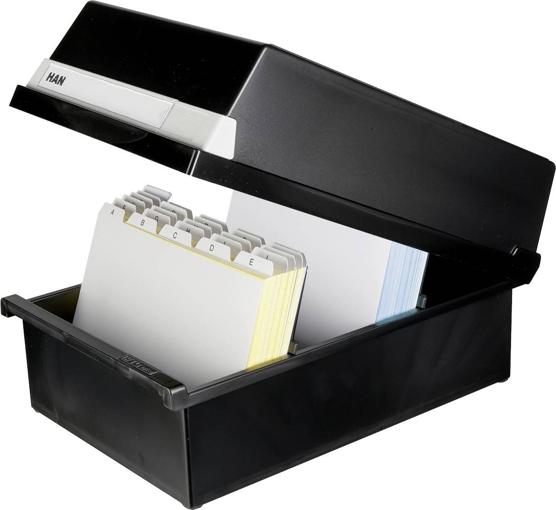 HAN 955-13 Karteikasten Schwarz max. Anzahl der Karten: 1.300 Karten DIN A5 quer