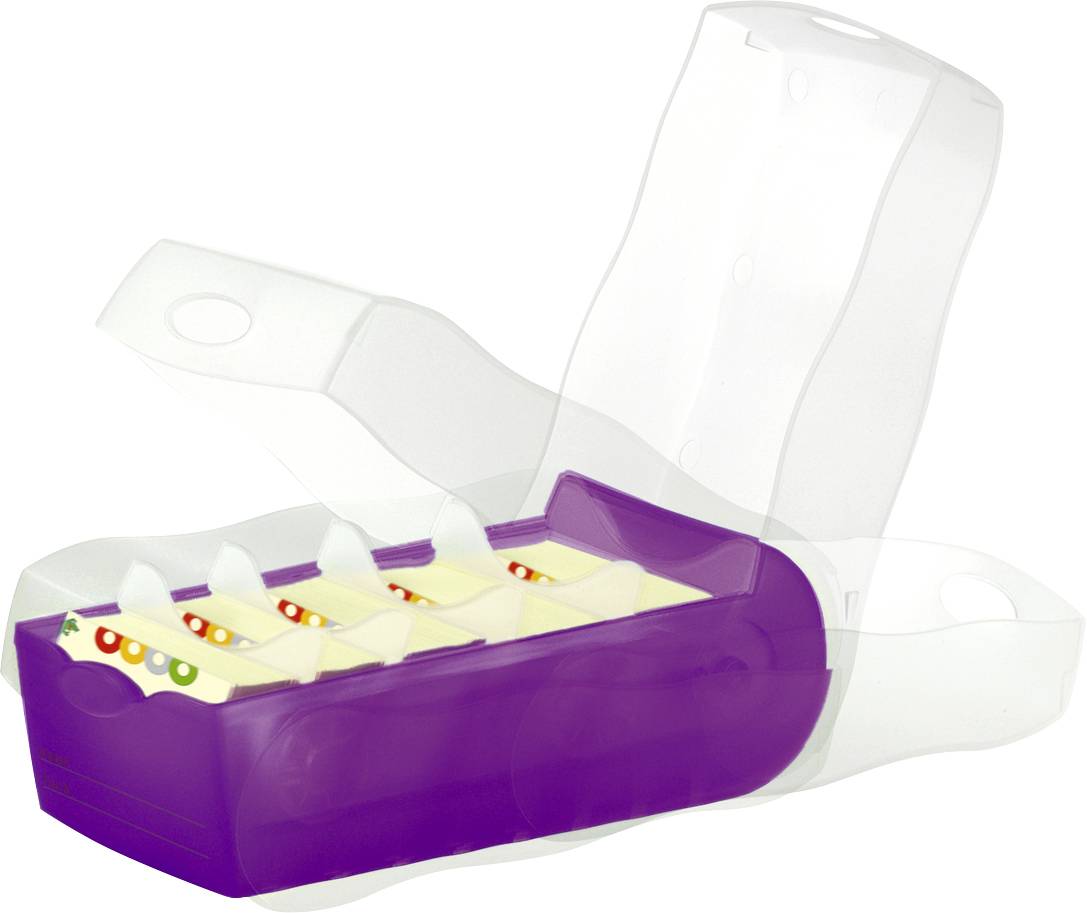 HAN CROCO 997-673 Karteibox Transluzent, Lila max. Anzahl der Karten: 900 Karten DIN A7 quer inkl. 100 linierten Karten