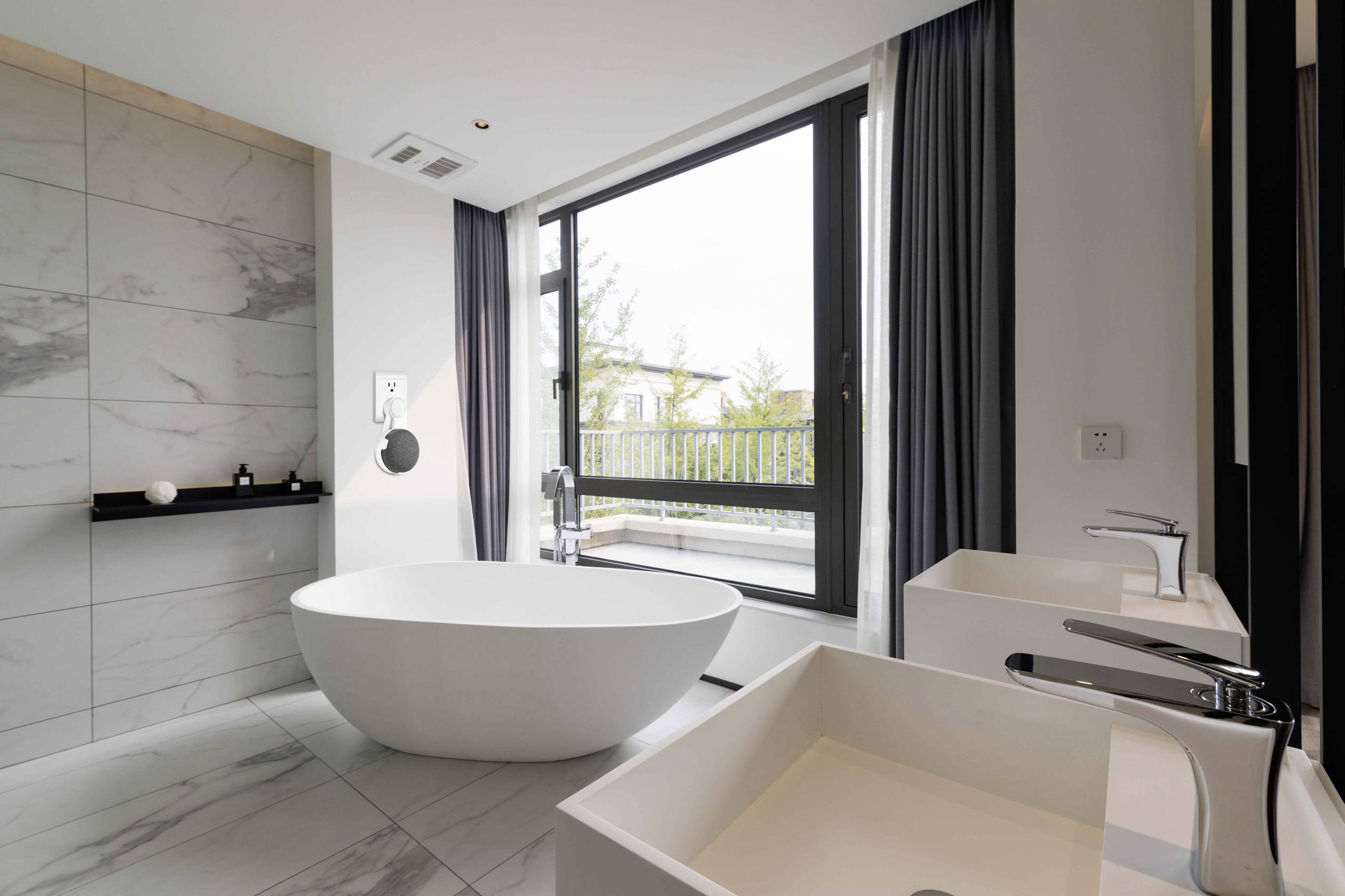 Renkforce RF-GHM-100 Halterung für Sprachassistent Weiß Passend für (Sprachassistenten):Google Home Mini, Google Nest Mini