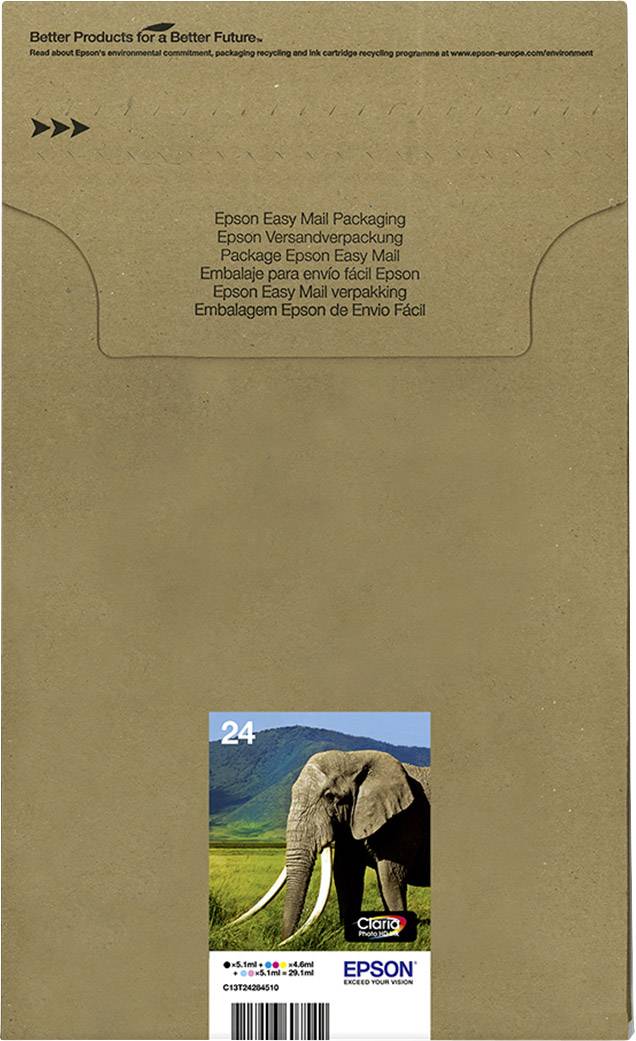 Epson Druckerpatrone T2428, 24 Easy Mail Packaging Original Kombi-Pack Schwarz, Cyan, Magenta, Gelb, Photo Cyan, Photo Magenta C13T24284510