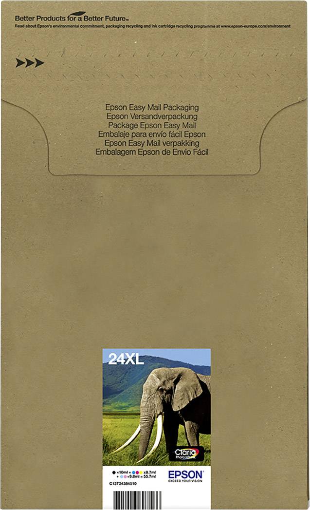 Epson Druckerpatrone T2438, 24XL Easy Mail Packaging Original Kombi-Pack Schwarz, Cyan, Magenta, Gelb, Photo Cyan, Photo Magenta C13T24384510