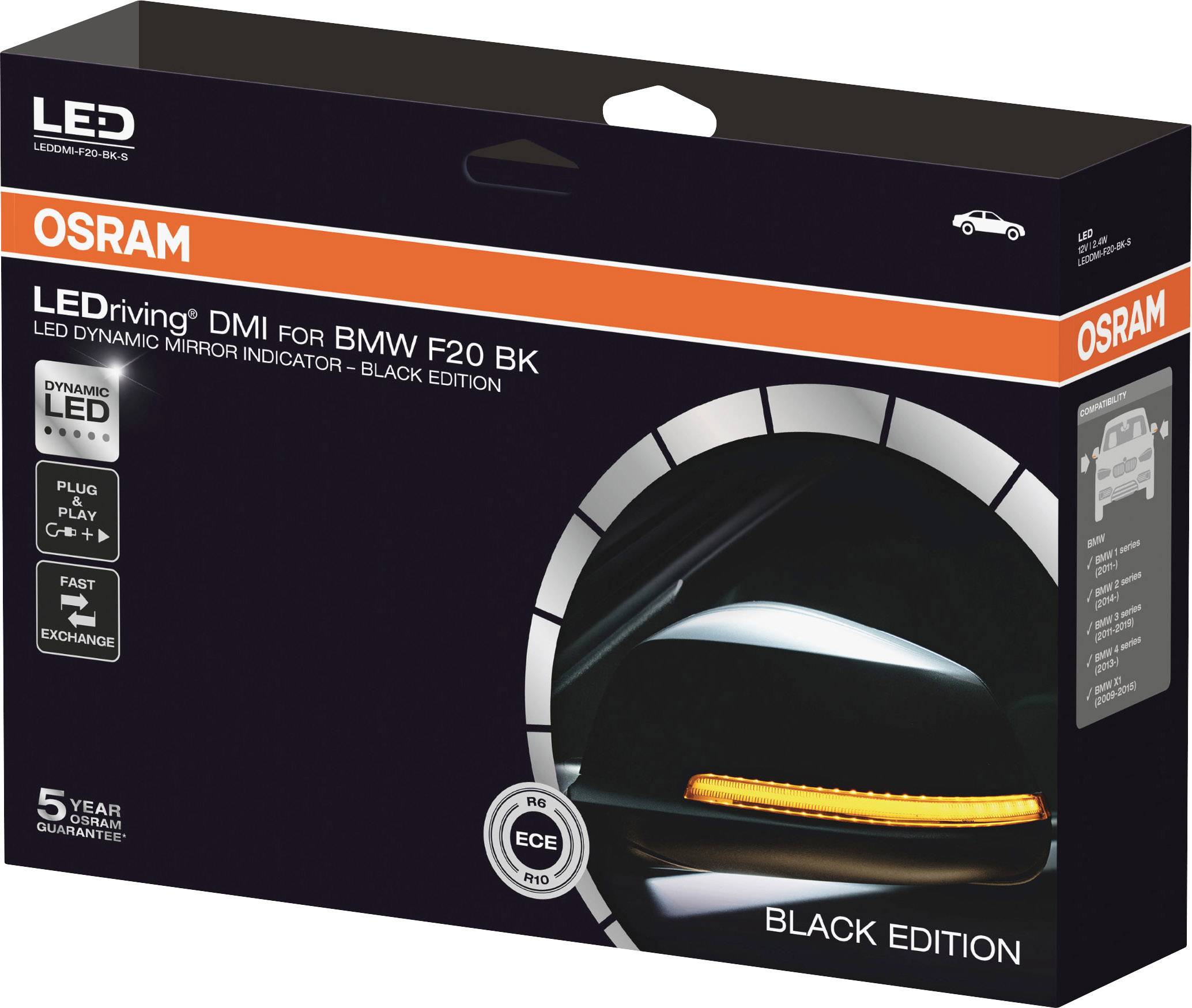 Osram Automotive LEDDMI F20 BK S LEDriving® Black Edition Spiegelblinker BMW BMW X1, BMW 4er, BMW 3er, BMW 2er, BMW 1er