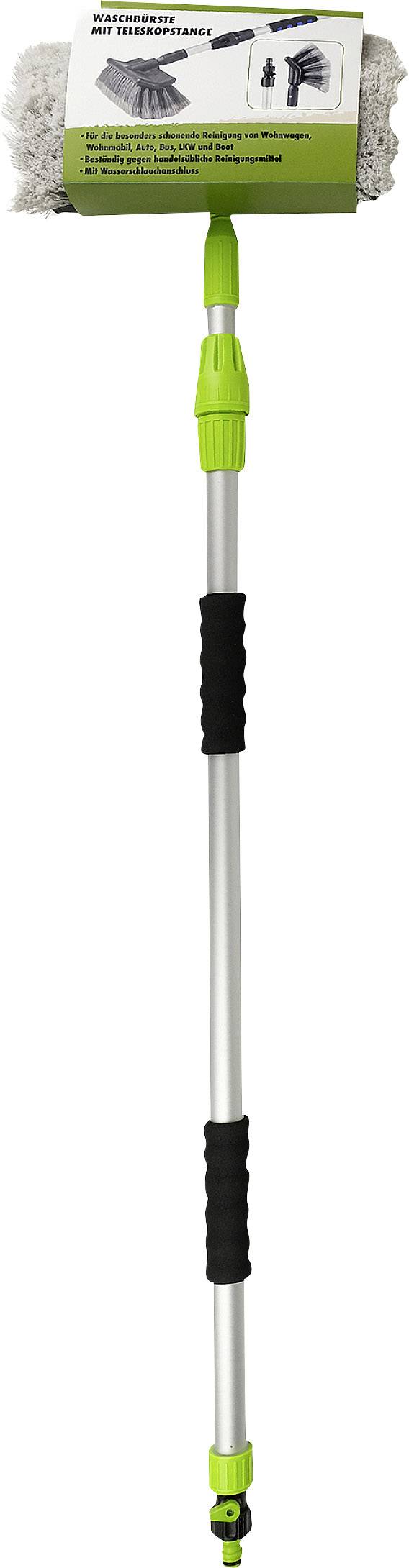 Ein grüner, ausziehbarer Waschmopp mit Schwammkopf und Griff. Wird für die Reinigung von Autos oder Fenstern verwendet.