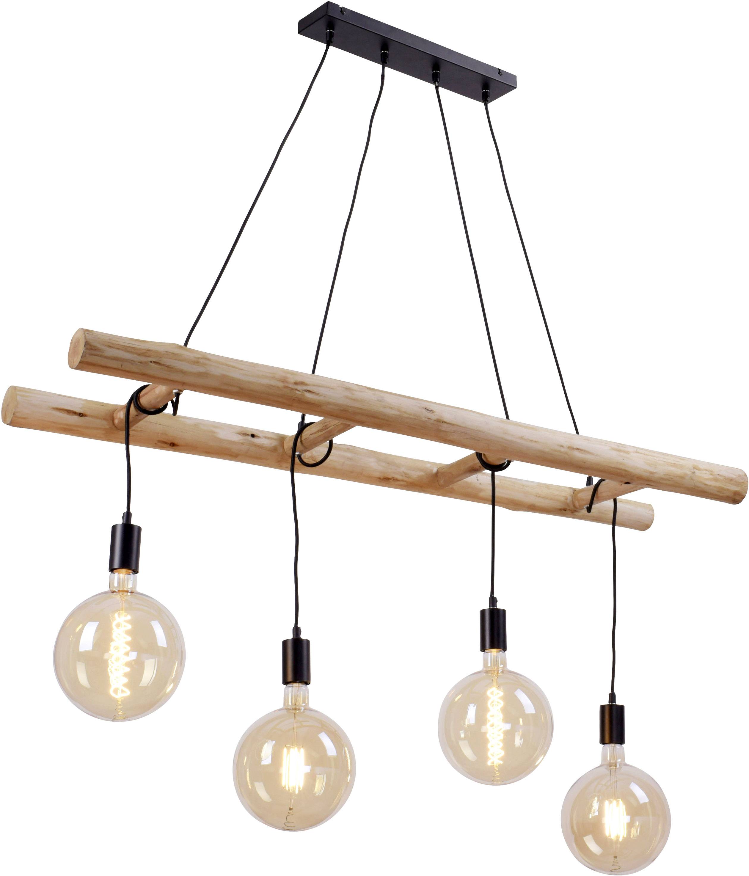 Just Light Edgar 15025-18 Pendelleuchte LED E27 120 W Holz, Schwarz