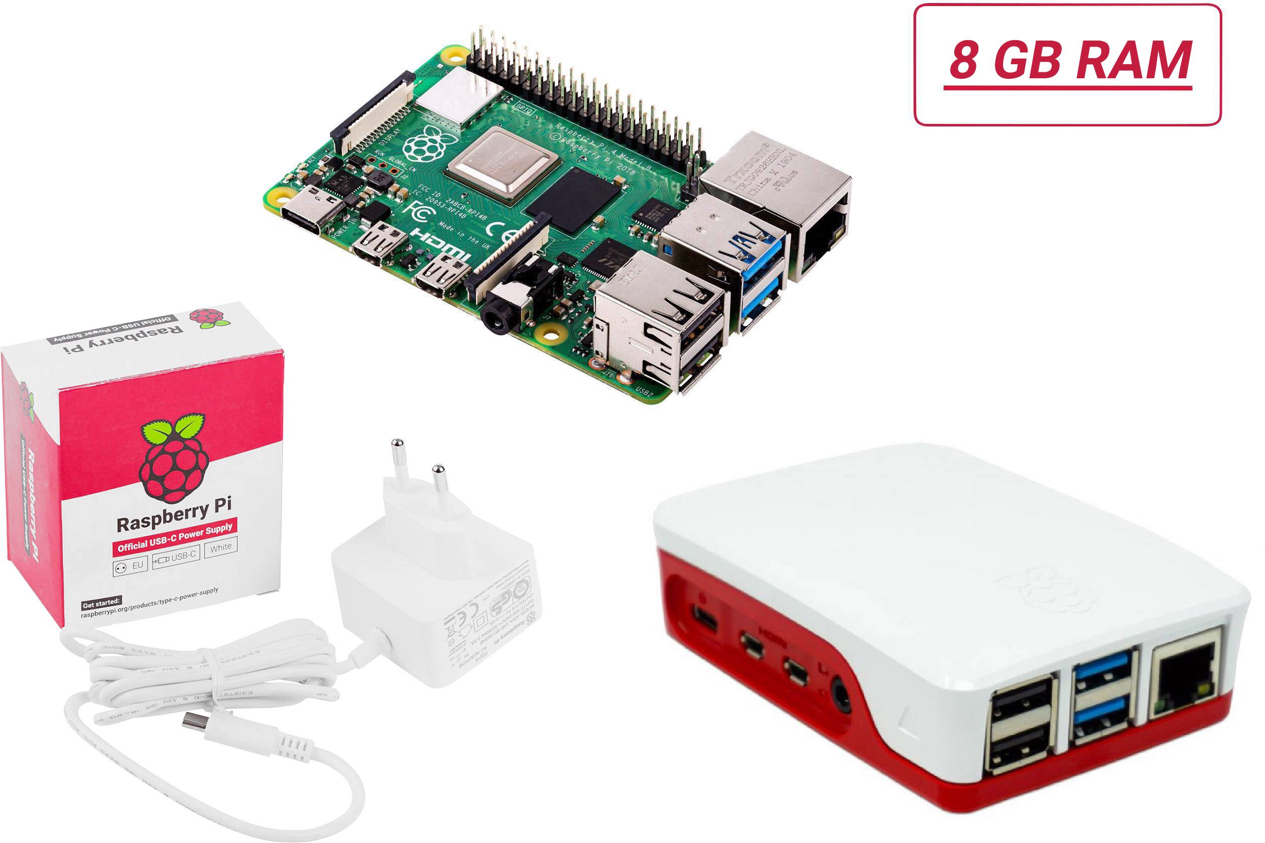 Raspberry Pi® Essentials Kit 4 B 8 GB 4 x 1.5 GHz inkl. Netzteil, inkl. Gehäuse