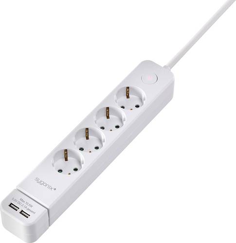 Sygonix SY-4535058 Steckdosenleiste mit Schalter Weiß Schutzkontakt 1 St.