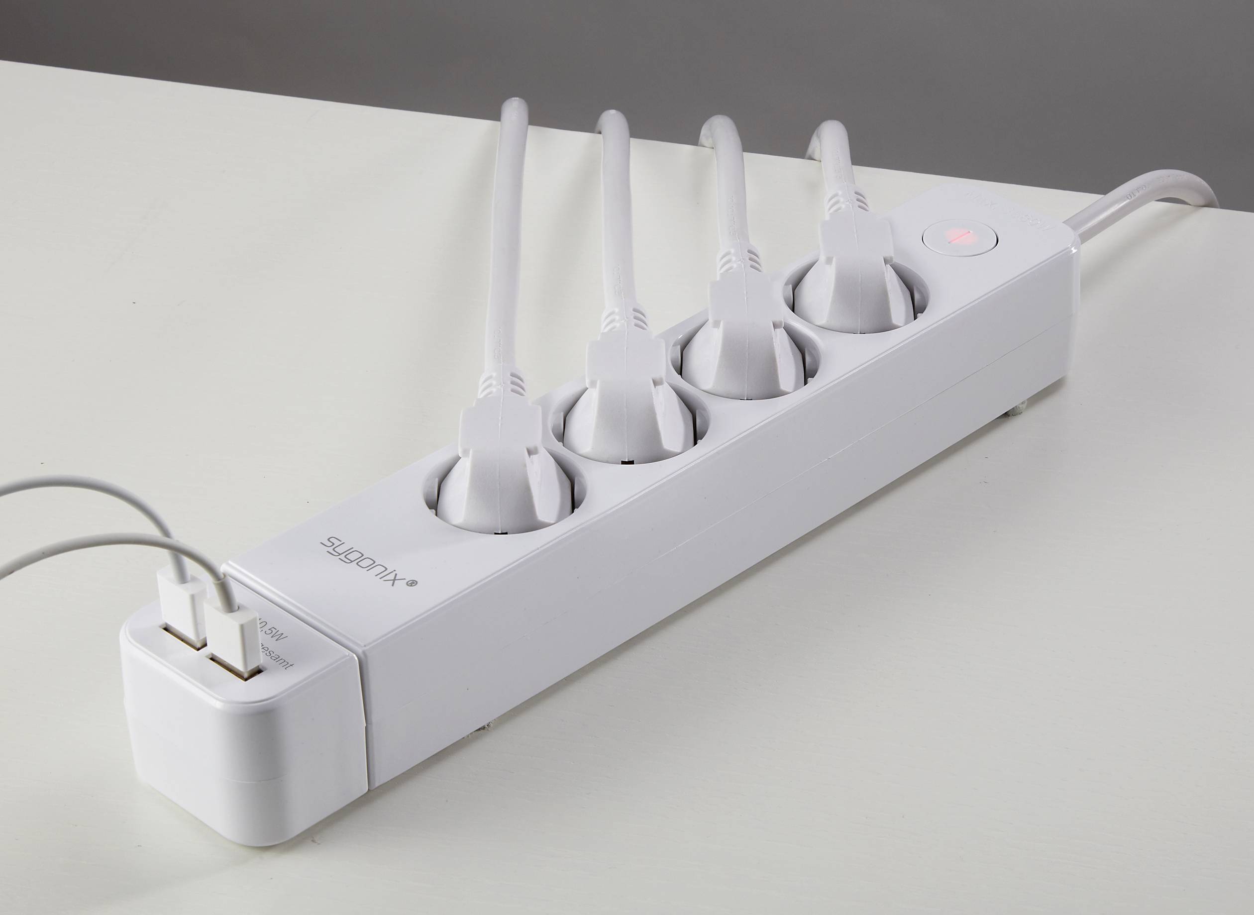 Sygonix SY-4535058 Steckdosenleiste mit Schalter Weiß Schutzkontakt 1St.