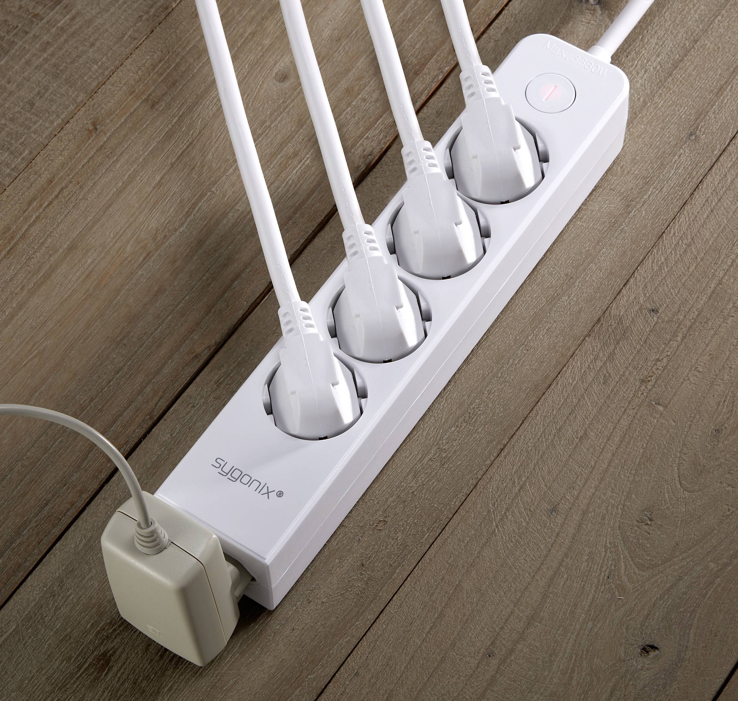 Sygonix SY-4535058 Steckdosenleiste mit Schalter Weiß Schutzkontakt 1St.