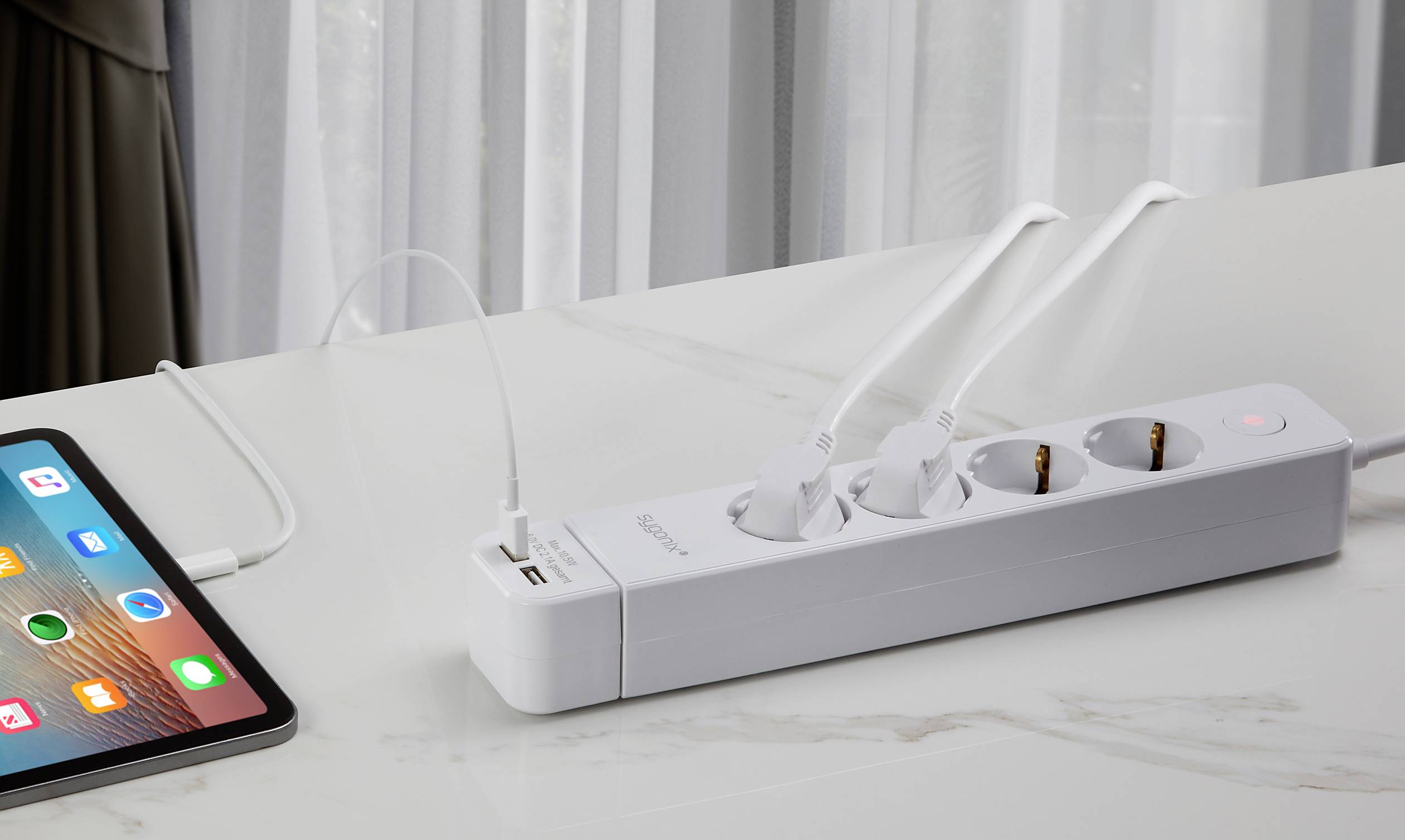 Sygonix SY-4535058 Steckdosenleiste mit Schalter Weiß Schutzkontakt 1St.