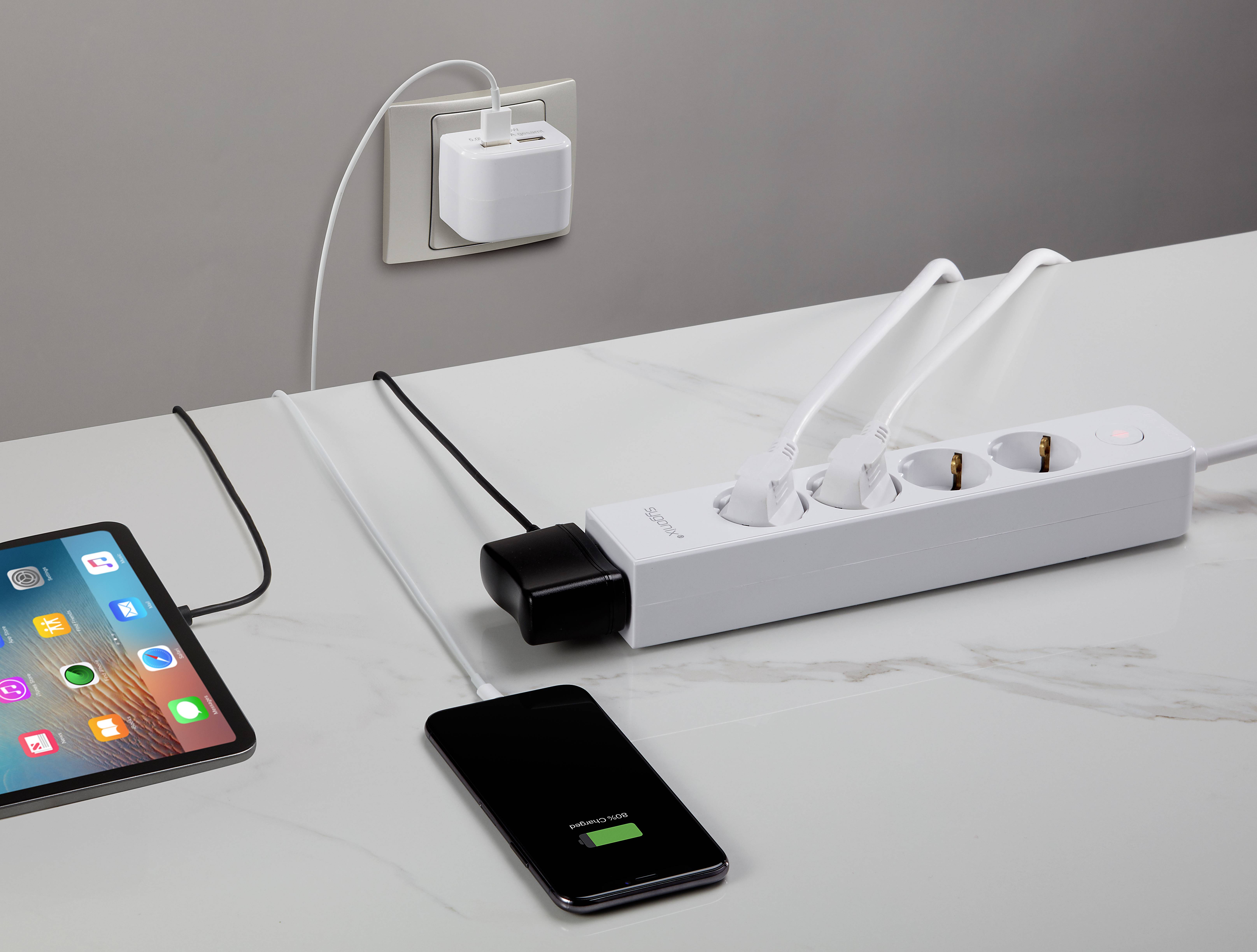 Sygonix SY-4535058 Steckdosenleiste mit Schalter Weiß Schutzkontakt 1St.