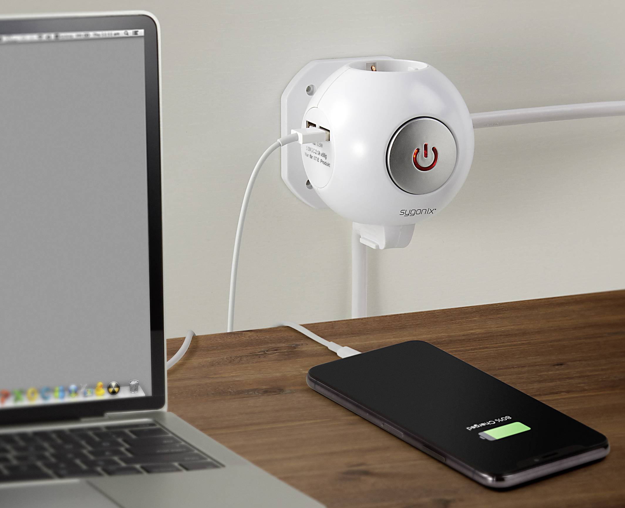 Sygonix SY-4535064 Steckdosenwürfel Weiß Schutzkontakt 1St.