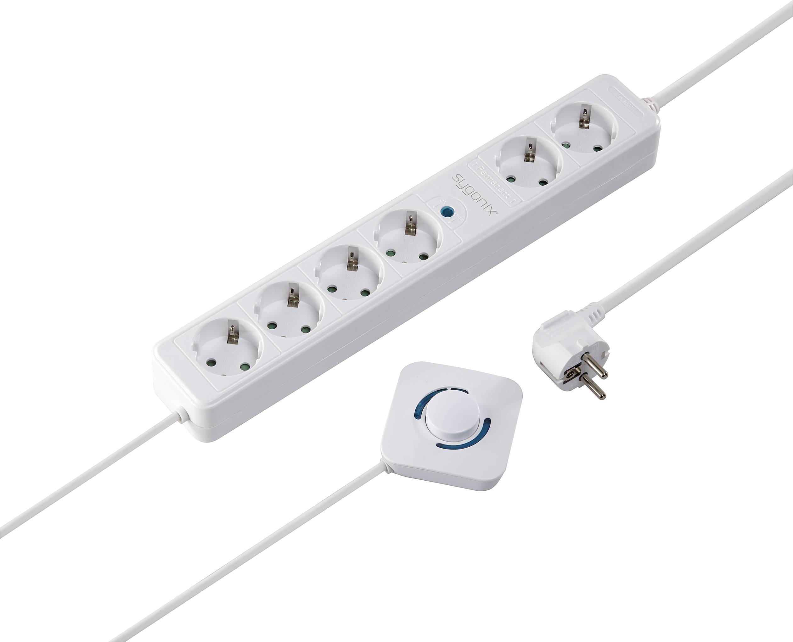 Sygonix SY-4535066 Steckdosenleiste mit Schalter Weiß Schutzkontakt 1St.