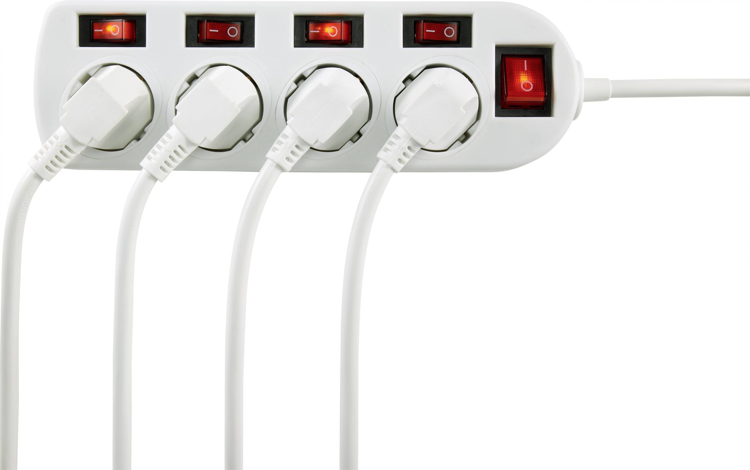 Sygonix SY-4535068 Steckdosenleiste mit Schalter Weiß Schutzkontakt 1St.