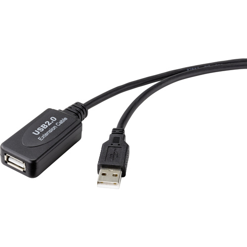 Renkforce USB-Kabel USB 2.0 USB-A Stecker, USB-A Buchse 10.00 m Schwarz Aktiv mit Signalverstärkung