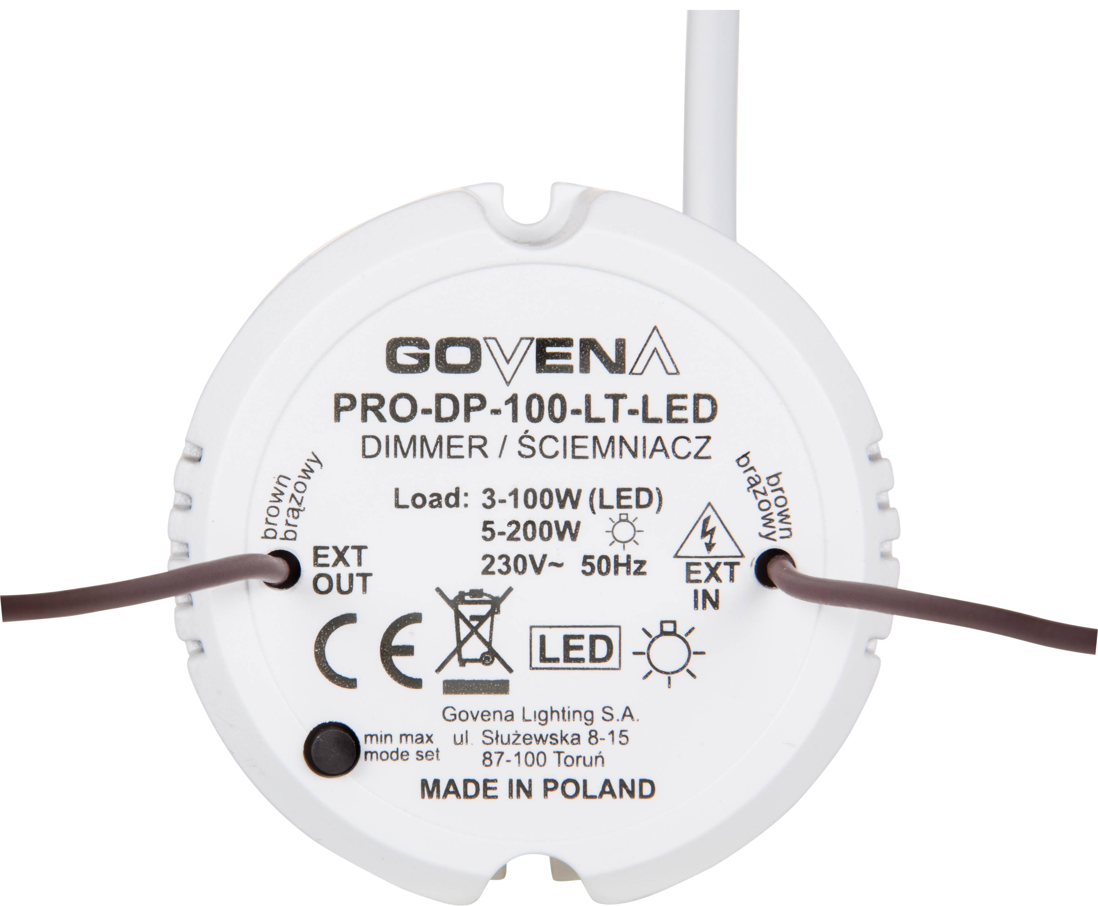 Govena Lighting PRO-DP-100-LT-LED Universal-Dimmer Geeignet für Leuchtmittel: LED-Lampe, Halogenlampe, Glühlampe