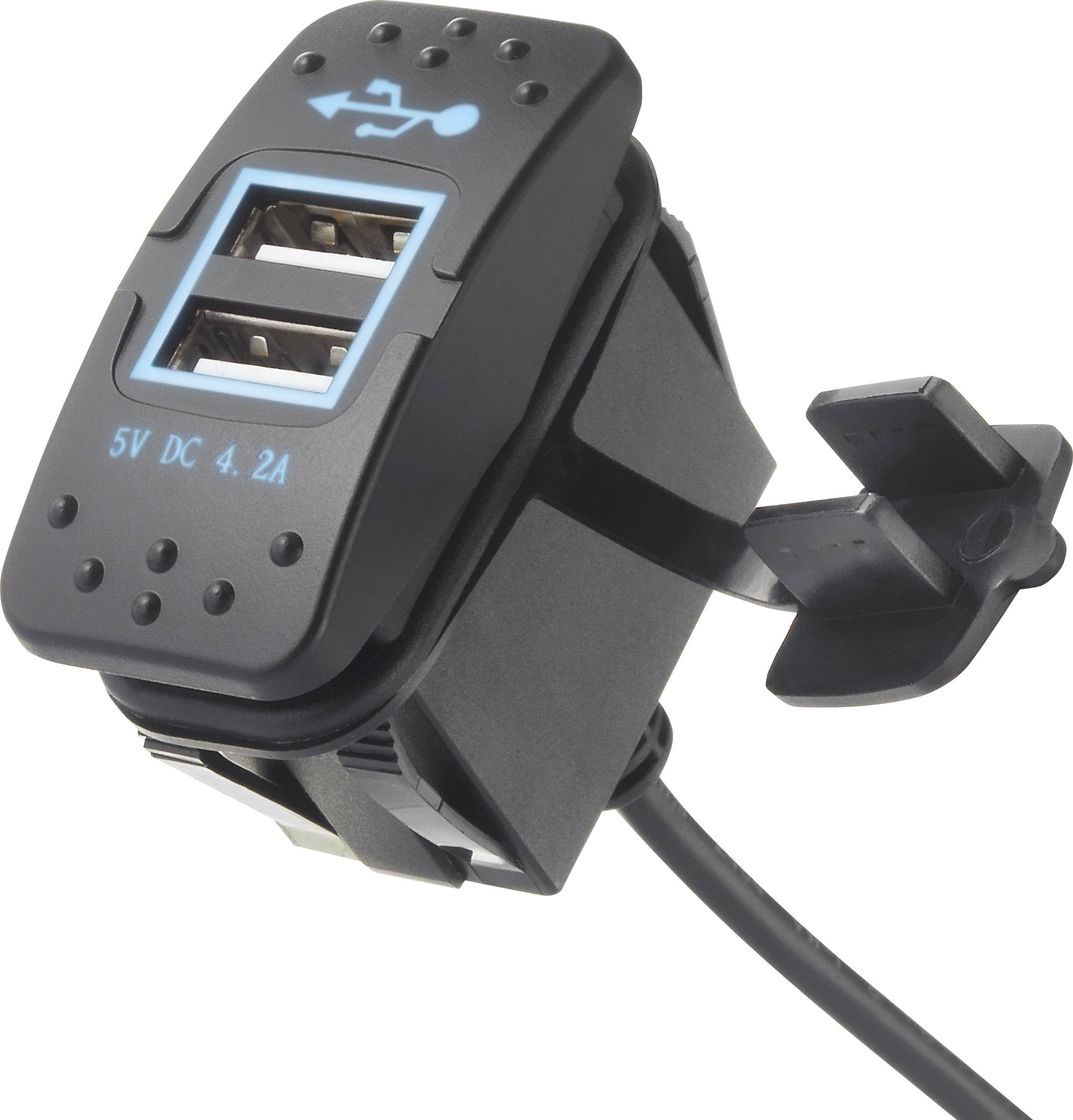 TRU COMPONENTS Dual USB Ladegerät Steckdose 4,2A blau Buchse, Einbau TC-9070408 Inhalt: 1St.