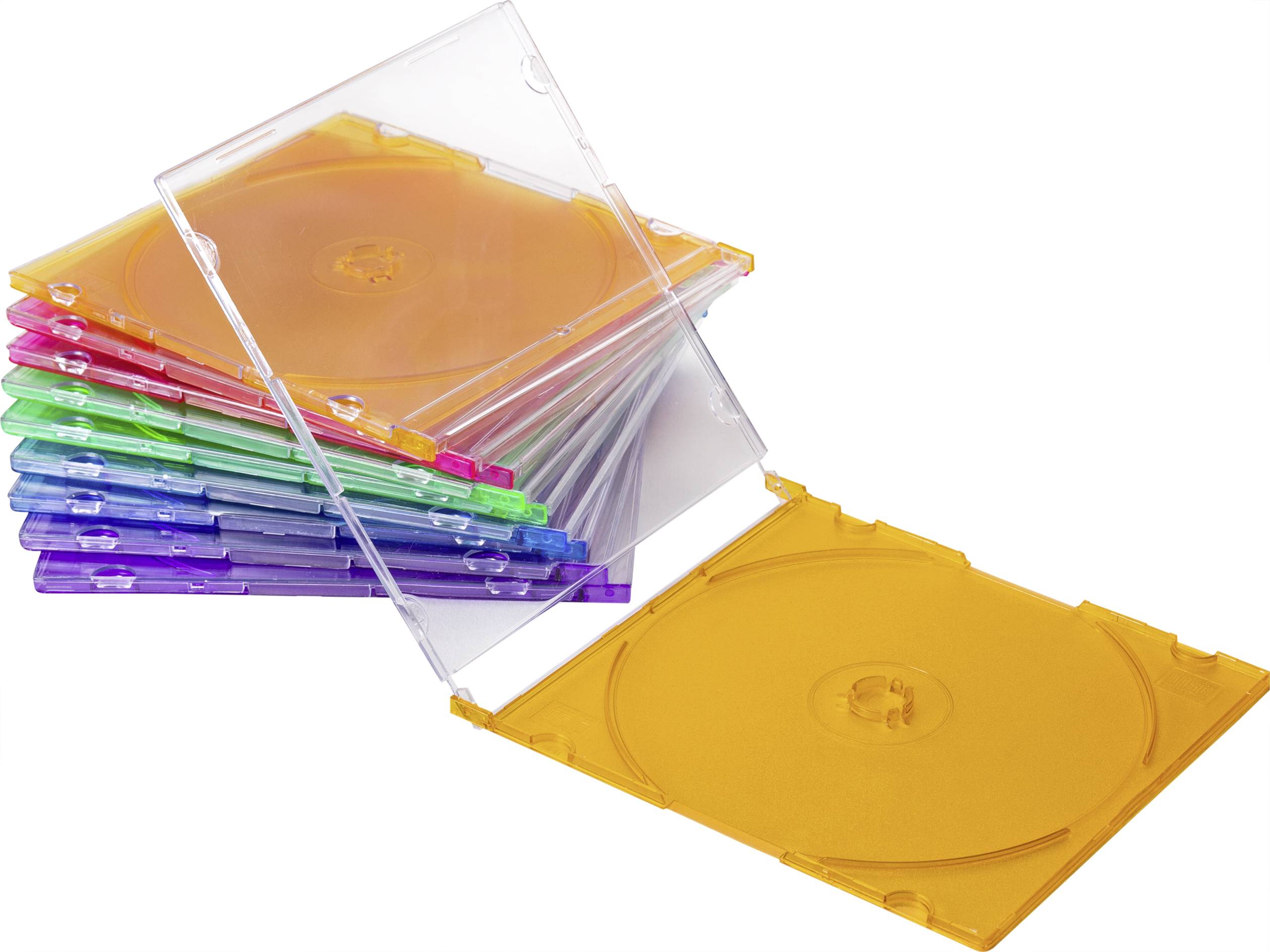 Basetech CD Hülle BT-2267606 1 CD/DVD/Blu-Ray Blau, Grün, Orange, Pink, Purpur Kunststoff 10St.