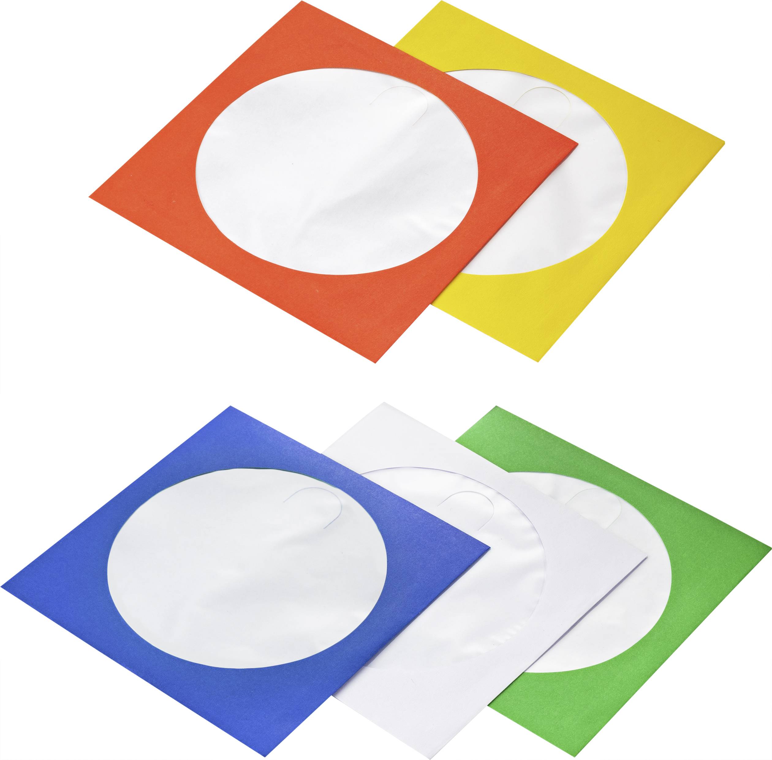 Basetech CD Hülle BT-2267608 1 CD/DVD/Blu-Ray Blau, Grün, Orange, Weiß, Gelb Papier 100St.