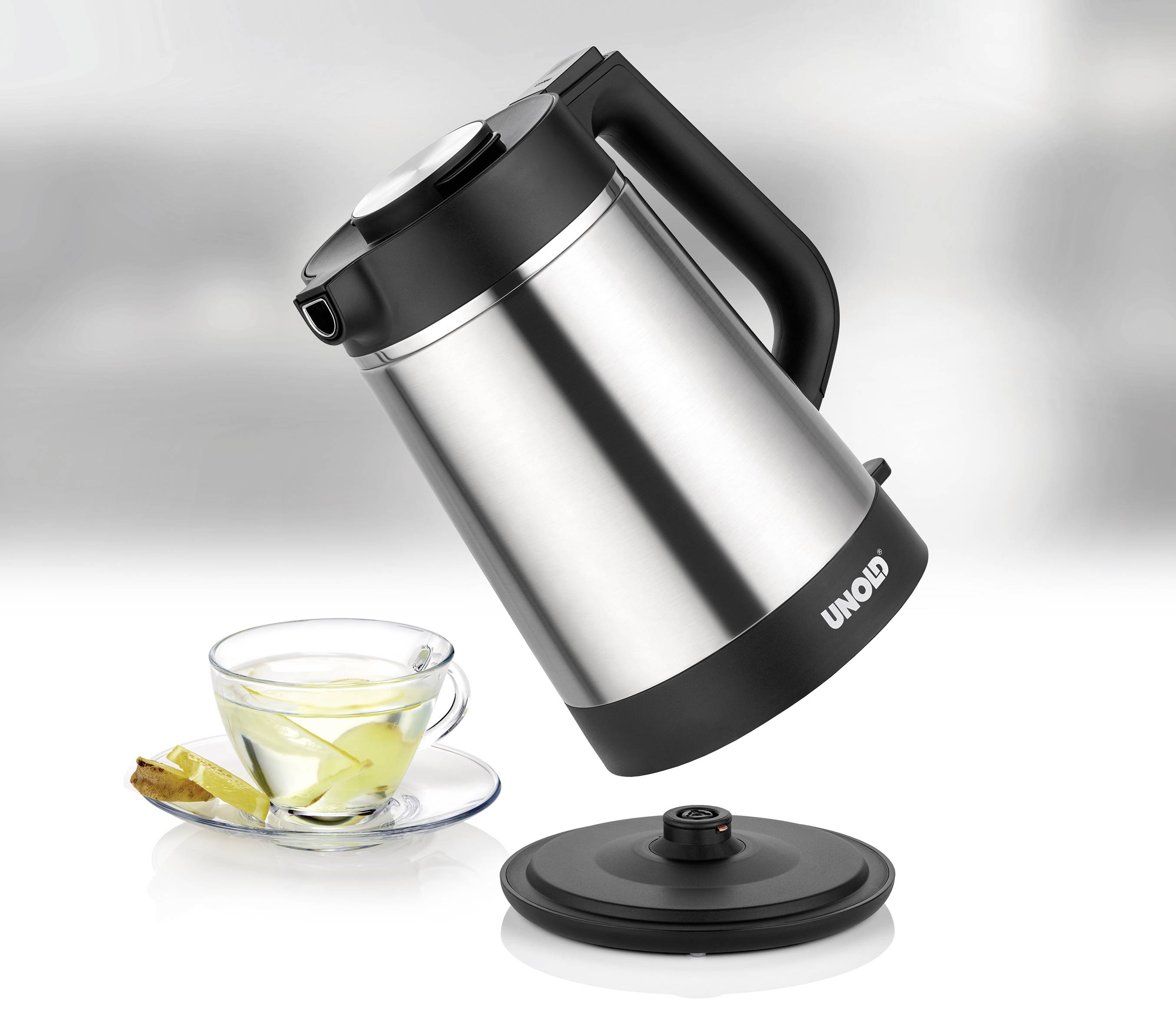 Unold BLITZKOCHER Thermo Wasserkocher Edelstahl, Schwarz Fassungsvermögen: 1.5l