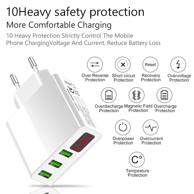 Eaxus USB-Charger USB Ladegerät 15W 3x USB-A Weiß Schnellladegerät