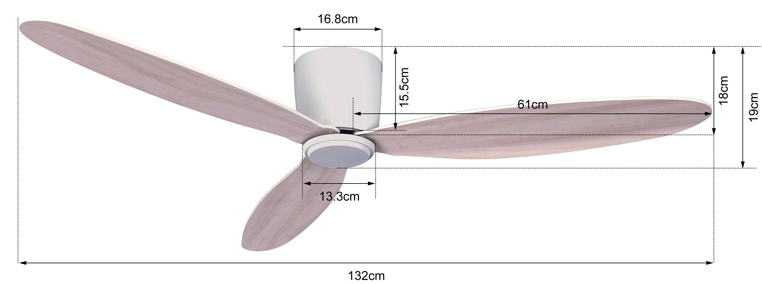 Lucci AIR Radar Deckenventilator 35W (Ø x H) 132cm x 19.5cm Weiß mit Fernbedienung