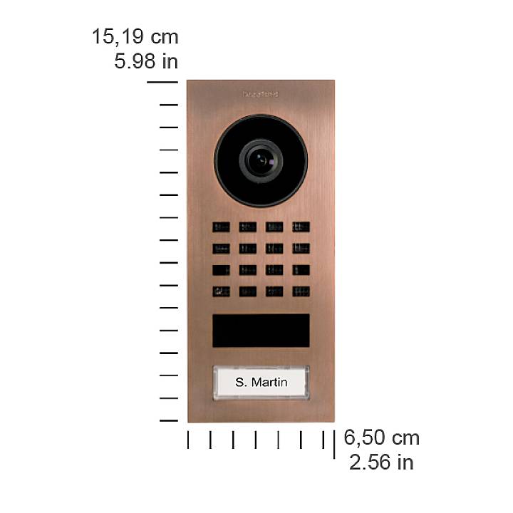 DoorBird D1101V Aufputz IP-Video-Türsprechanlage WLAN, LAN Außeneinheit Edelstahl V2A (gebürstet), Bronze-Optik
