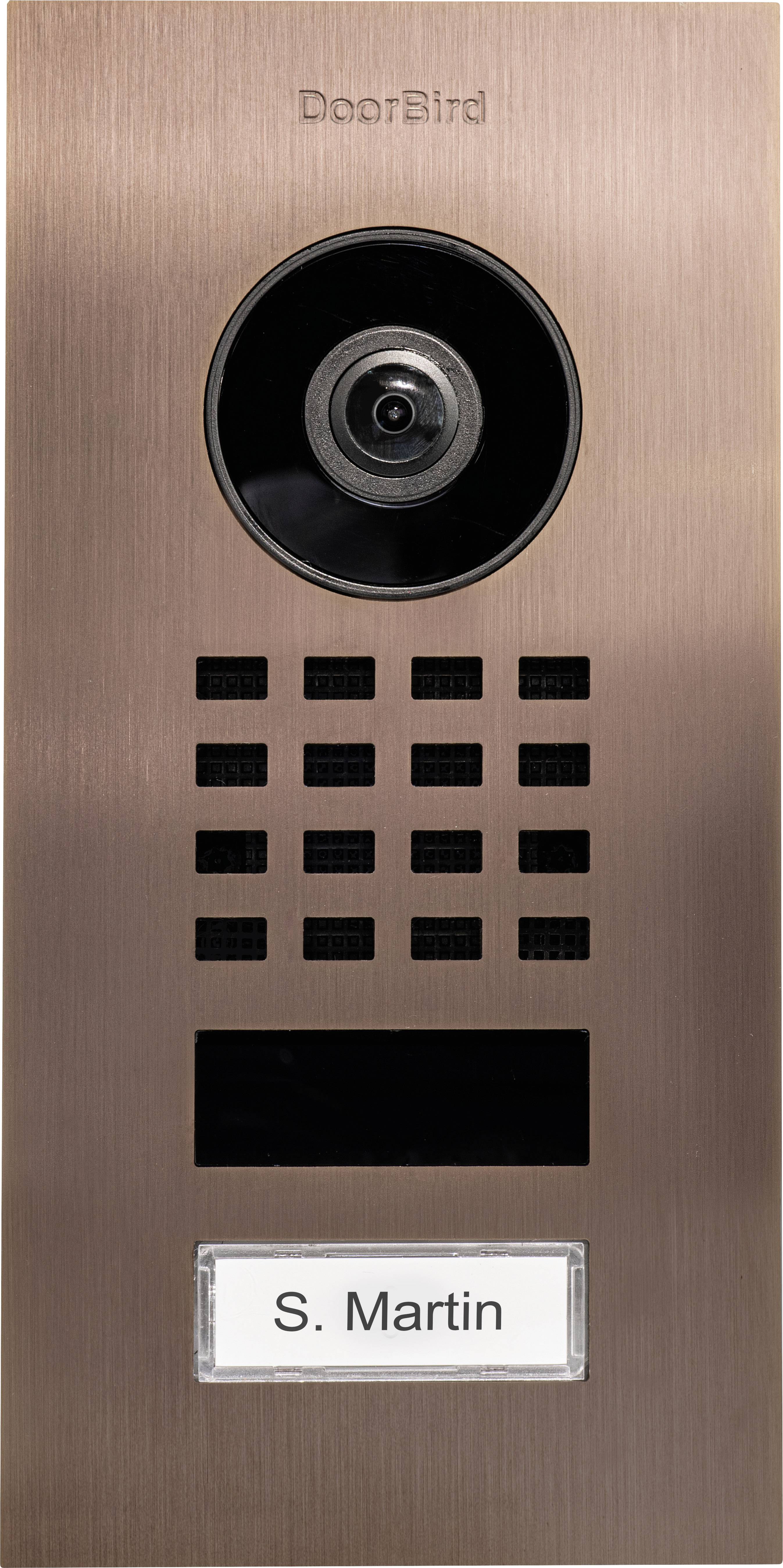 DoorBird D1101V Unterputz IP-Video-Türsprechanlage WLAN, LAN Außeneinheit Edelstahl V2A (gebürstet), Bronze-Optik