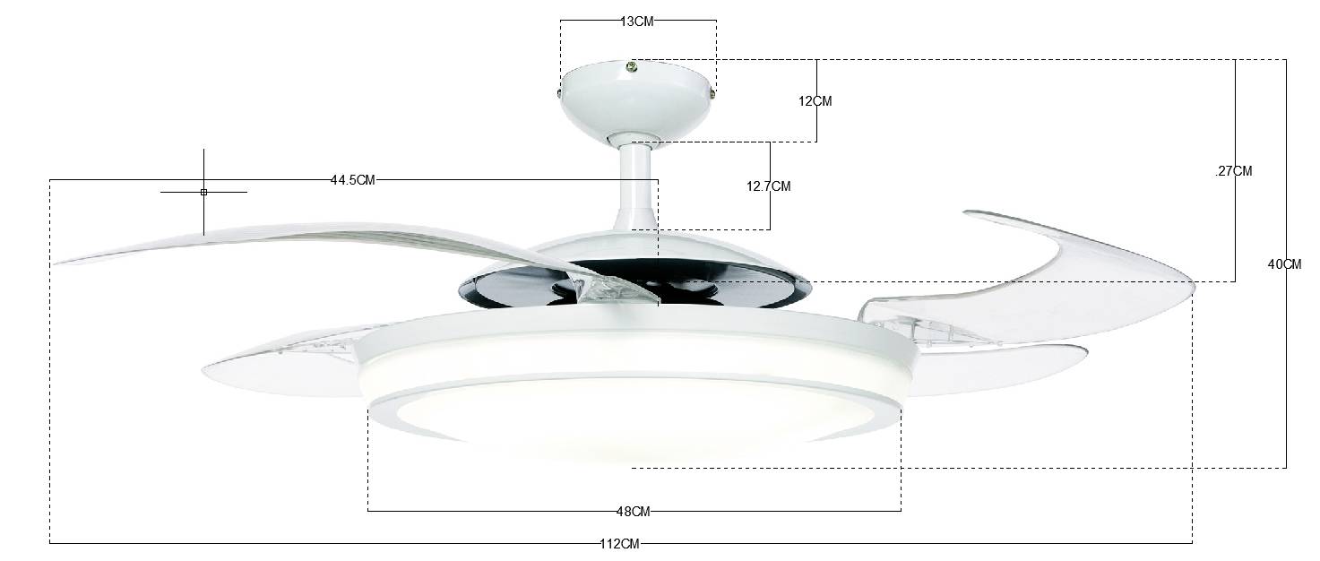 Fanaway Evo 2 Deckenventilator 60 W (Ø x H) 122 cm x 42 cm Weiß