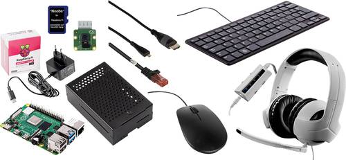 Raspberry Pi® Homeoffice/Homeschooling Kit 4 B 8GB 4 x 1.5GHz inkl. Kamera-Modul, inkl. Tastatur, i
