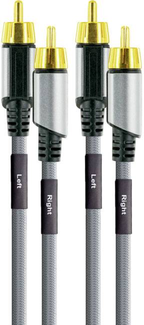 Schwaiger AIAU6025 413 Cinch Audio Anschlusskabel [2x Cinch-Stecker - 2x Cinch-Stecker] 2.50 m Space Grau vergoldete Steckkontakte