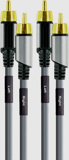 Schwaiger AIAU6025 413 Cinch Audio Anschlusskabel [2x Cinch-Stecker - 2x Cinch-Stecker] 2.50 m Space Grau vergoldete Steckkontakte