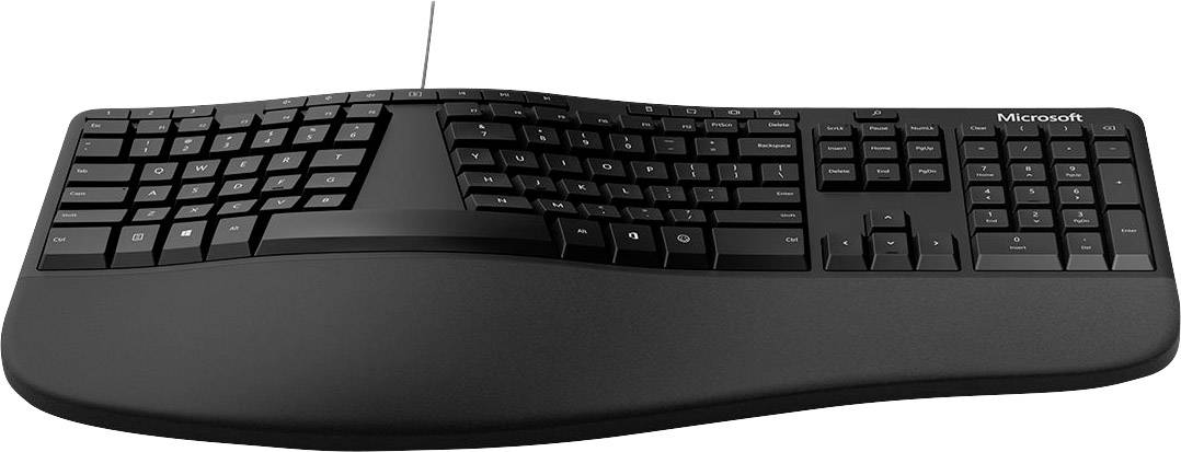 Microsoft Ergonomic Kabelgebunden Tastatur Deutsch, QWERTZ, Windows® Schwarz