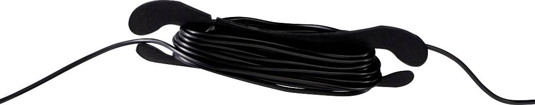 Schwarzes Kabel ordentlich um einen Kabelhalter gewickelt.