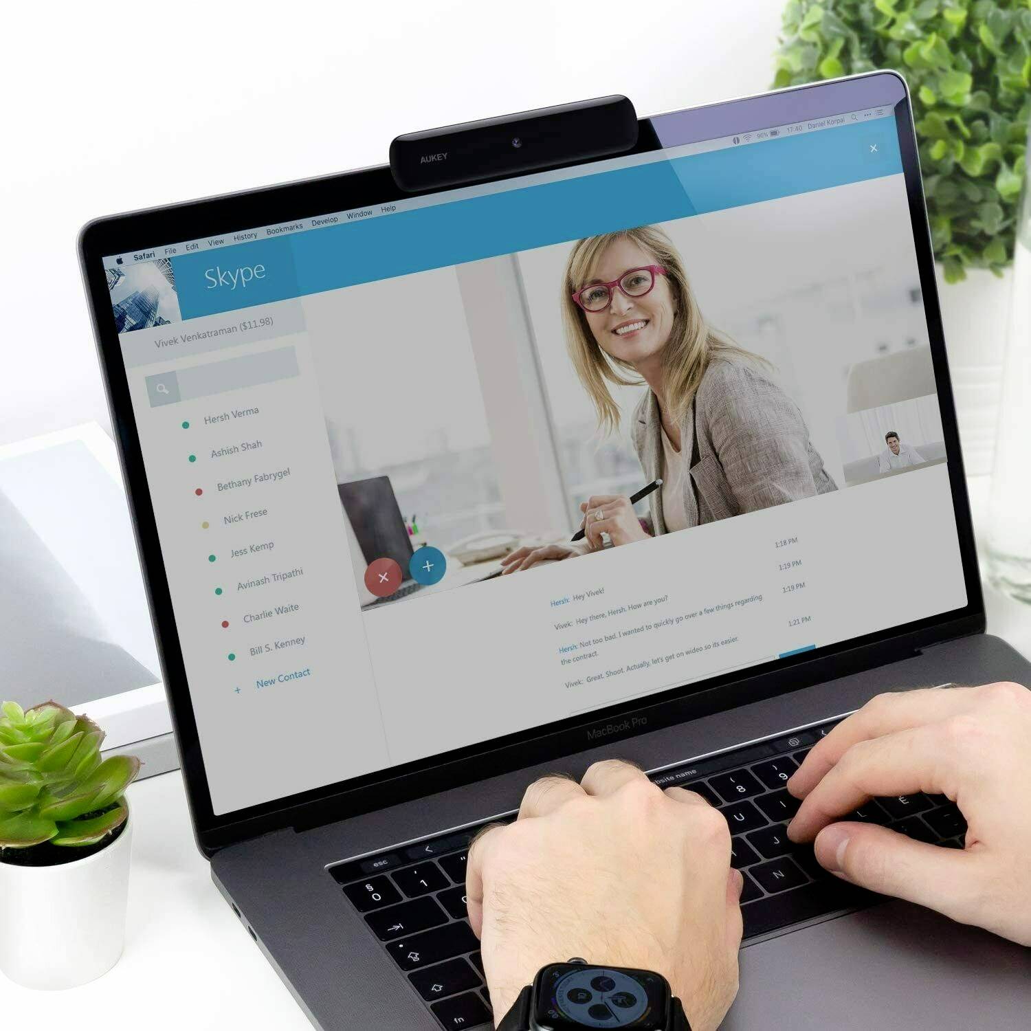 Aukey PC-W1 Full HD-Webcam 1920 x 1080 Pixel Klemm-Halterung