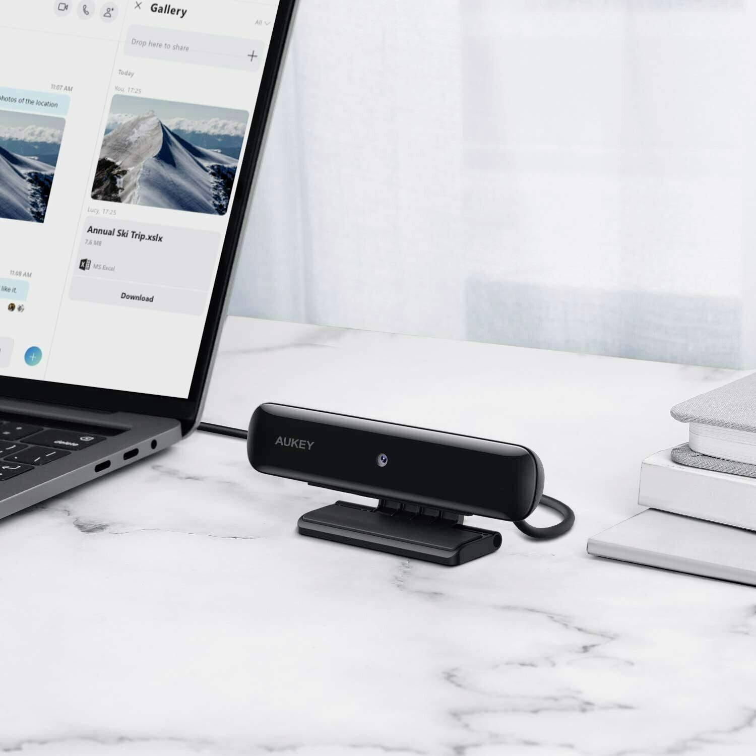 Aukey PC-W1 Full HD-Webcam 1920 x 1080 Pixel Klemm-Halterung