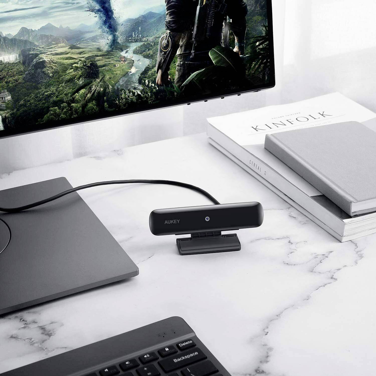 Aukey PC-W1 Full HD-Webcam 1920 x 1080 Pixel Klemm-Halterung