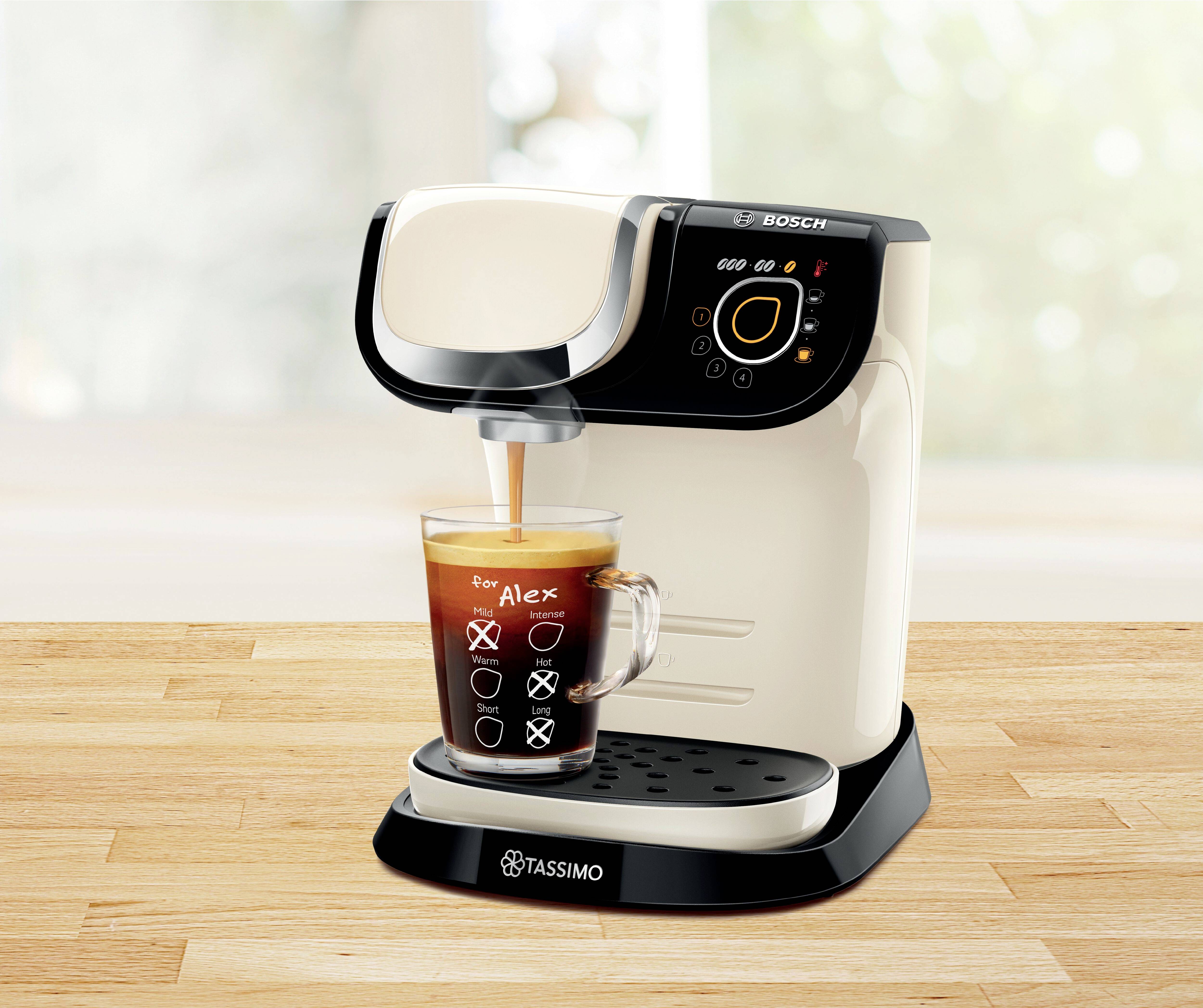 Bosch Haushalt TASSIMO MY WAY 2 TAS6507 Kapselmaschine Beige, Schwarz inkl. Entkalker, One Touch, herausnehmbare Brühgruppe