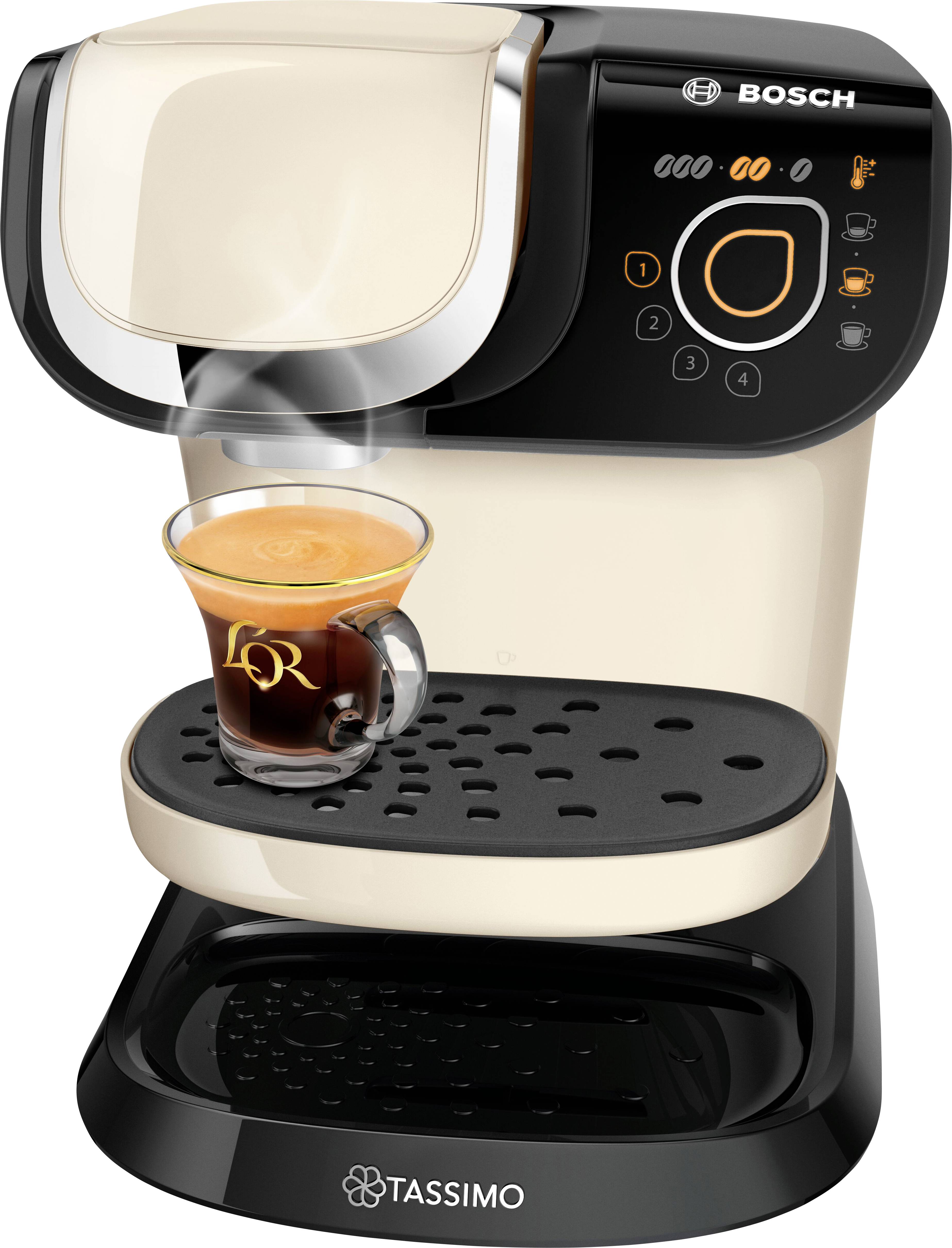 Bosch Haushalt TASSIMO MY WAY 2 TAS6507 Kapselmaschine Beige, Schwarz inkl. Entkalker, One Touch, herausnehmbare Brühgruppe